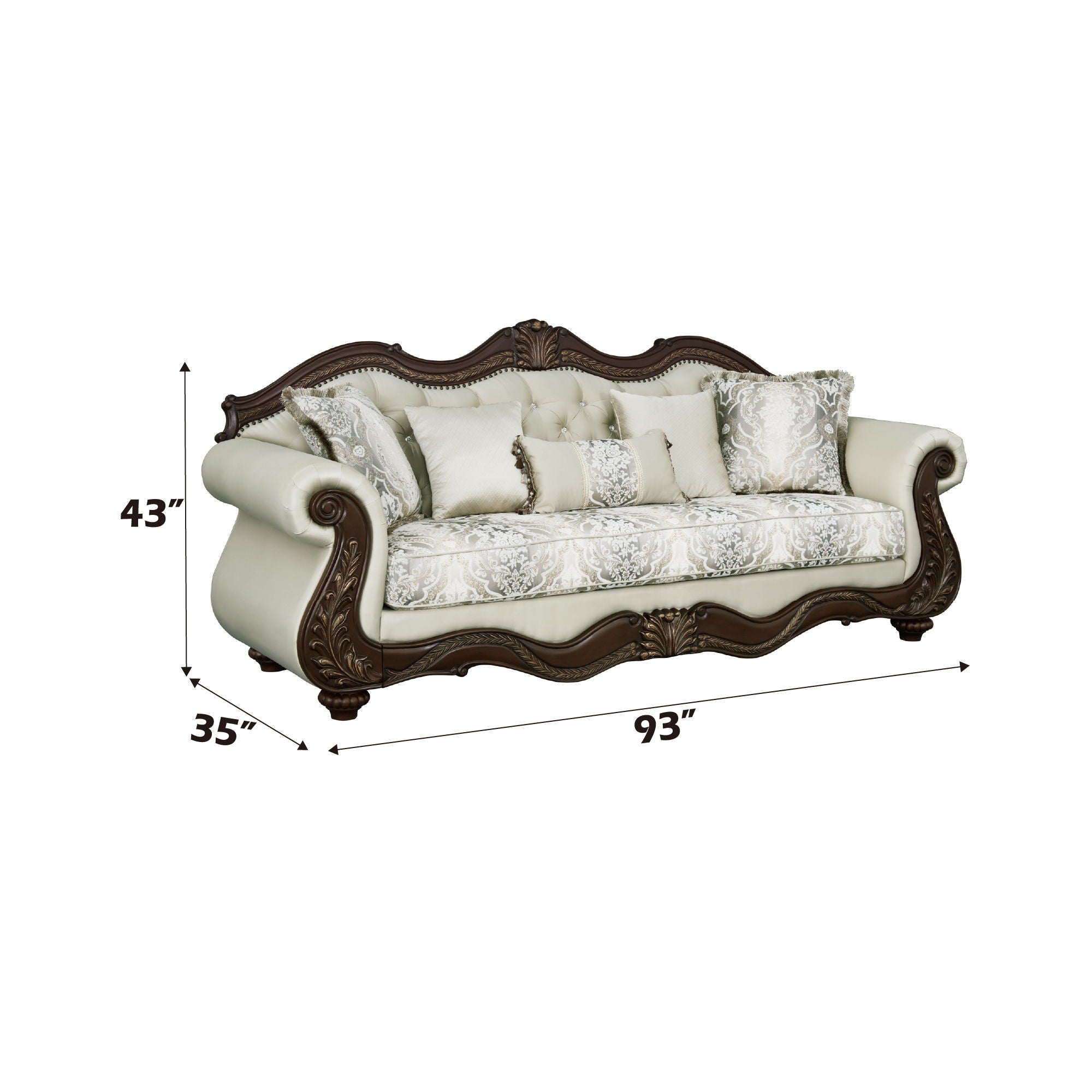 Pierce Sofa With 5 Pillows - Beige / Cherry