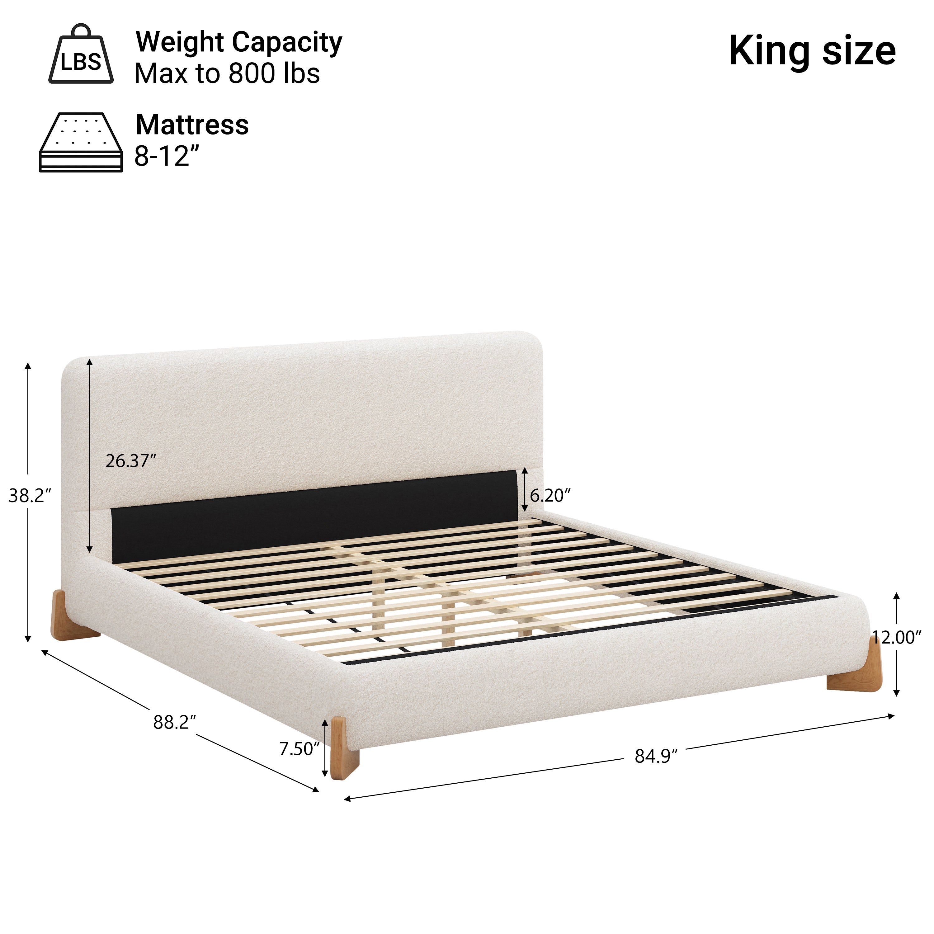 Elegant Boucle Upholstered Bed