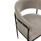 Lia Metal Chenille Armchair in Stone