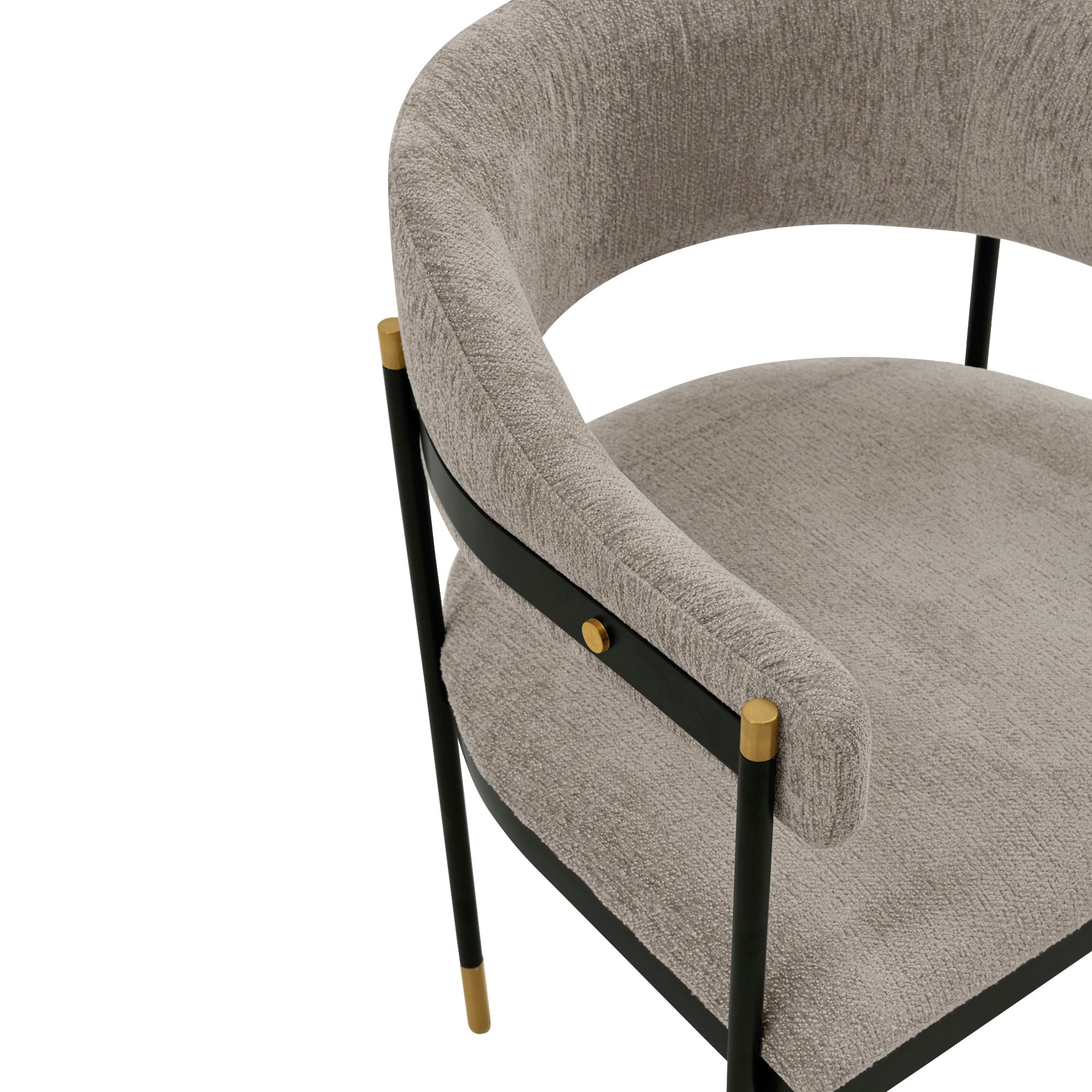 Lia Metal Chenille Armchair in Stone