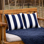 6 Pack Outdoor Pillow Covers - Navy Blue/White Striped