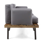 Outdoor Acacia Wood 2 Seater Sofa with Metal Legs
