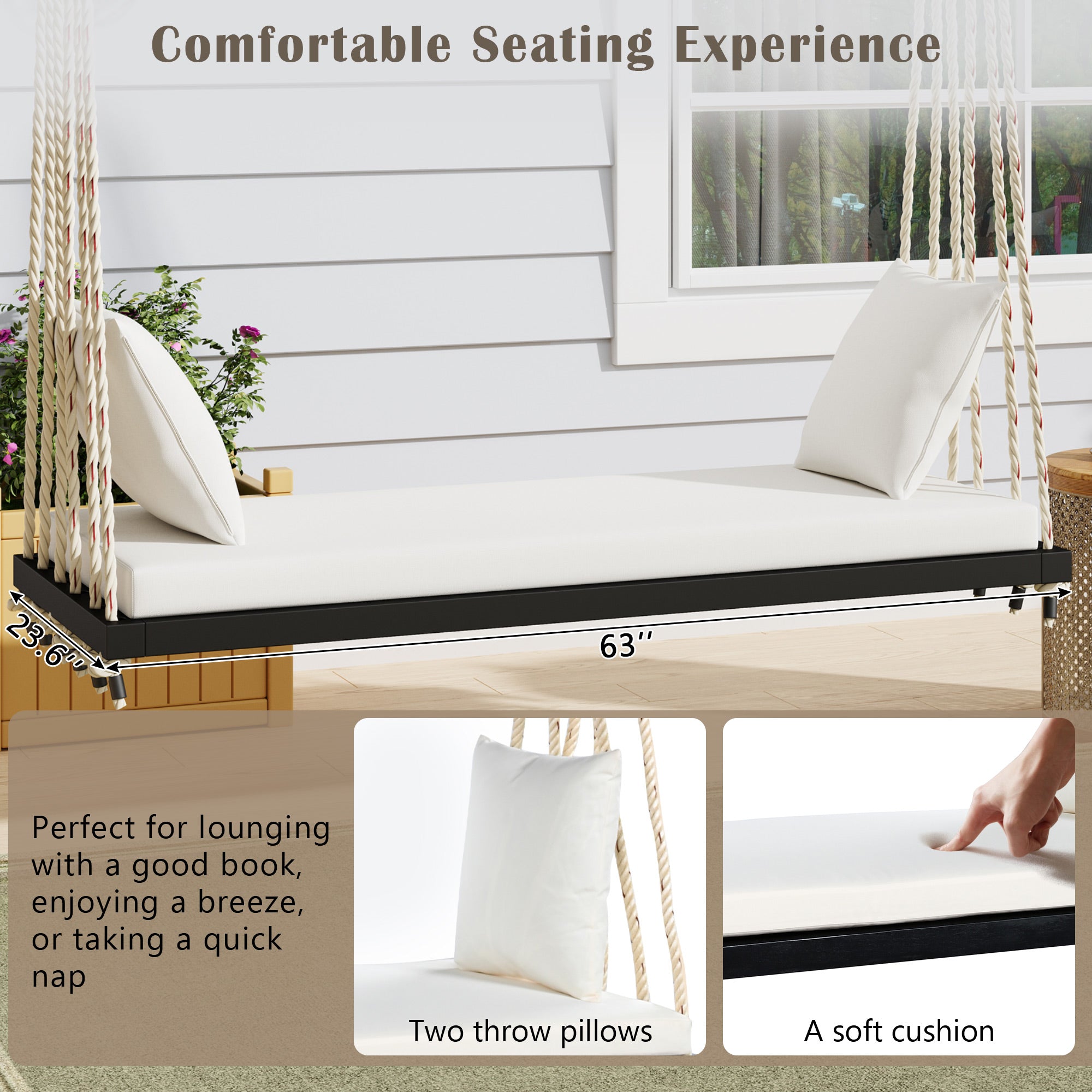 TOPMAX Patio Wooden Swing Chair