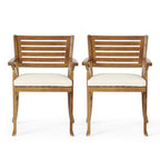 Outdoor Hermosa 5 Piece Wood Dining Set With Cushions