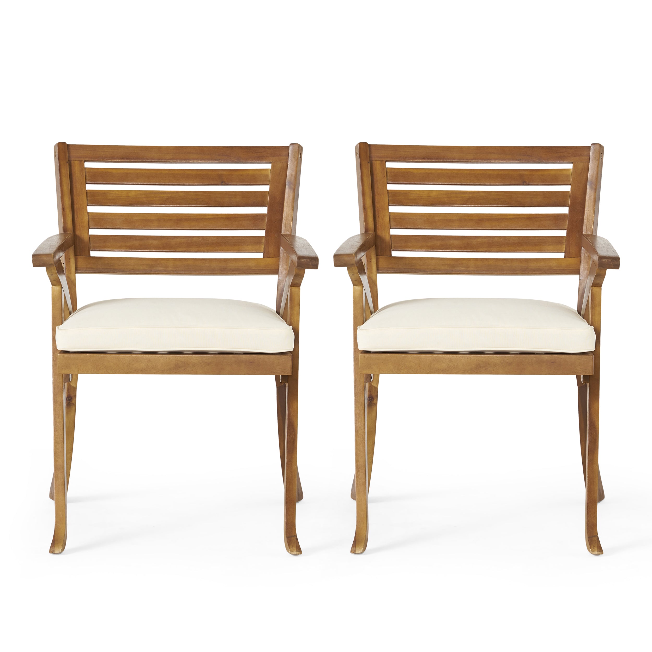 Outdoor Hermosa KD Wood Dining Chair With Cushions (Set of 2)