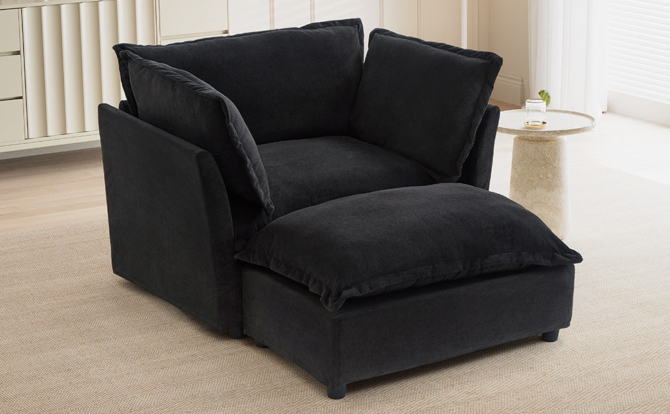 Modern Armchair Sofa with Movable Ottoman