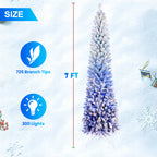 7FT Elegant Blue Gradient Flocked Christmas Tree