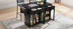 K&K 65" Kitchen Island with Storage & Drop Leaf