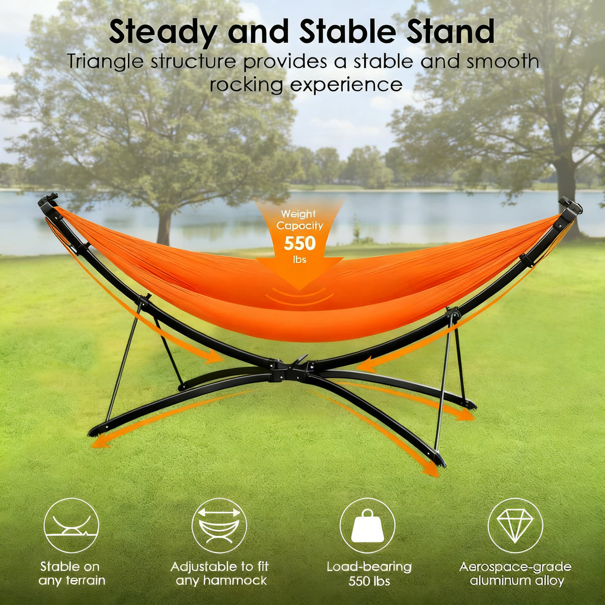Portable Outdoor Garden Hammock with Quick-Fold Stand