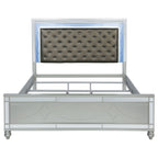 Karmen Metallic Upholstered Tufted Eastern King Panel Bed