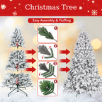 5FT Flocked Christmas Tree with Pine Cones