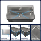 Stainless Steel Kitchen Sink - 32"x19" Single Bowl