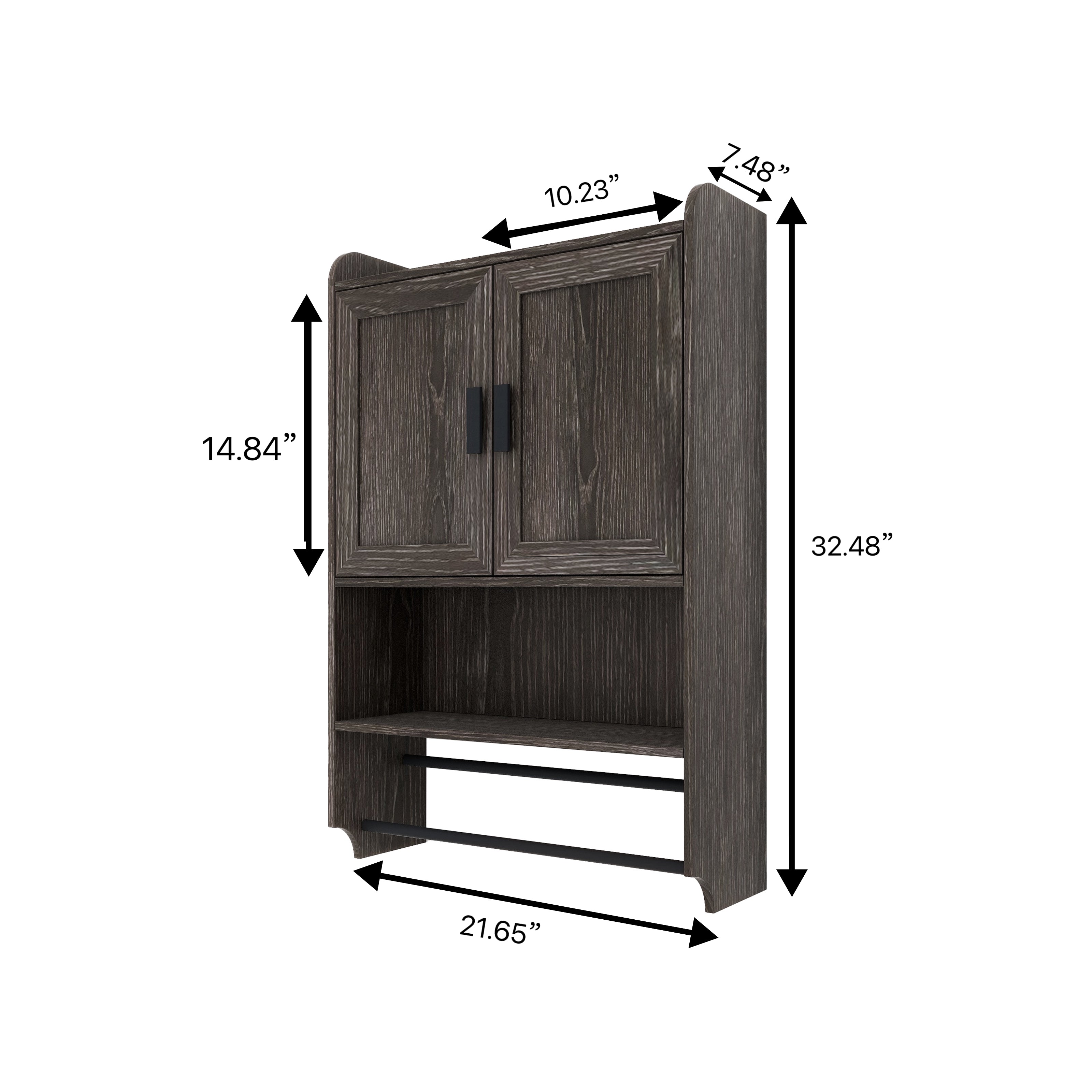 Bathroom Wall Cabinet with Doors and Adjustable Shelf
