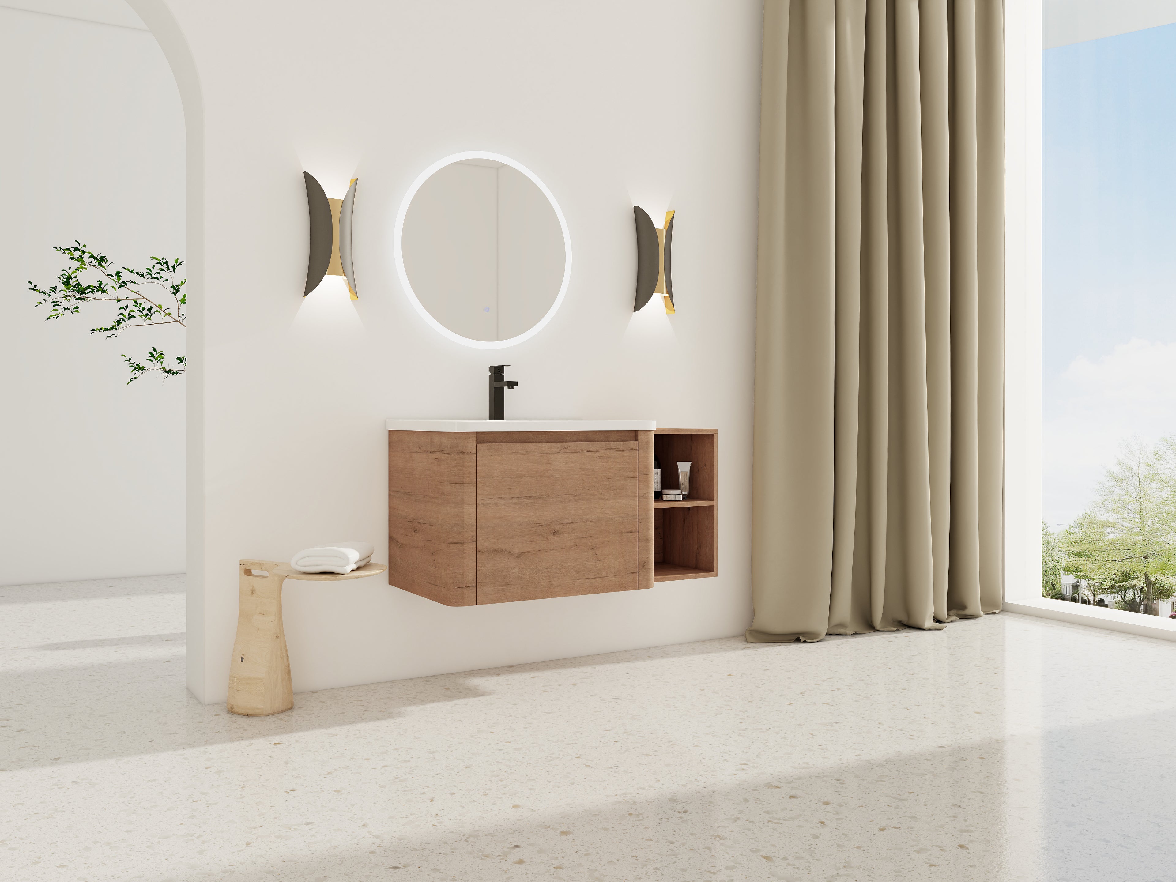 40" Wall-Mounted Bathroom Vanity