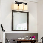 3-Light Matte Black Bathroom Vanity Light