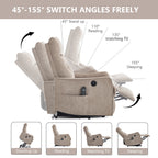 Khaki Chenille Power Lift Recliner Chair with Massage and Heat