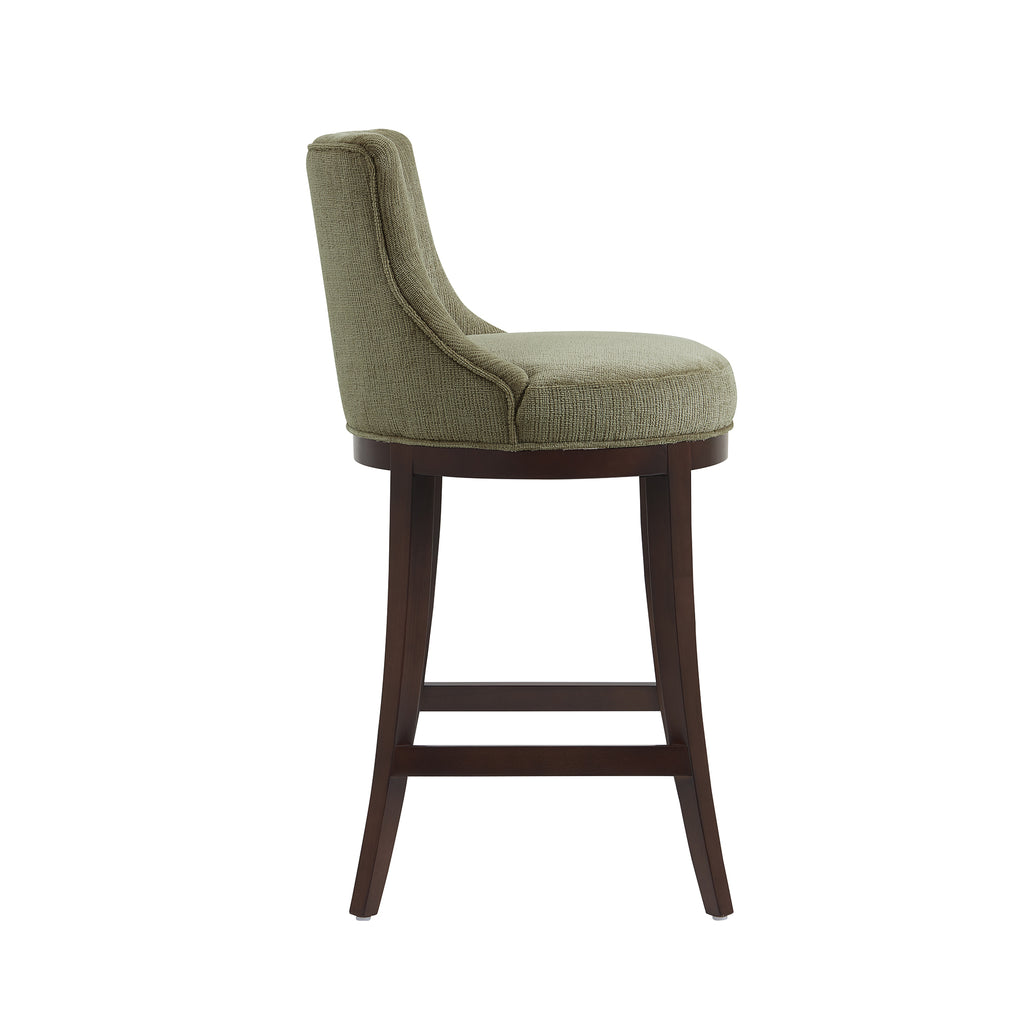 Lucia Wood Upholstered Chenille Barstool in Leaf