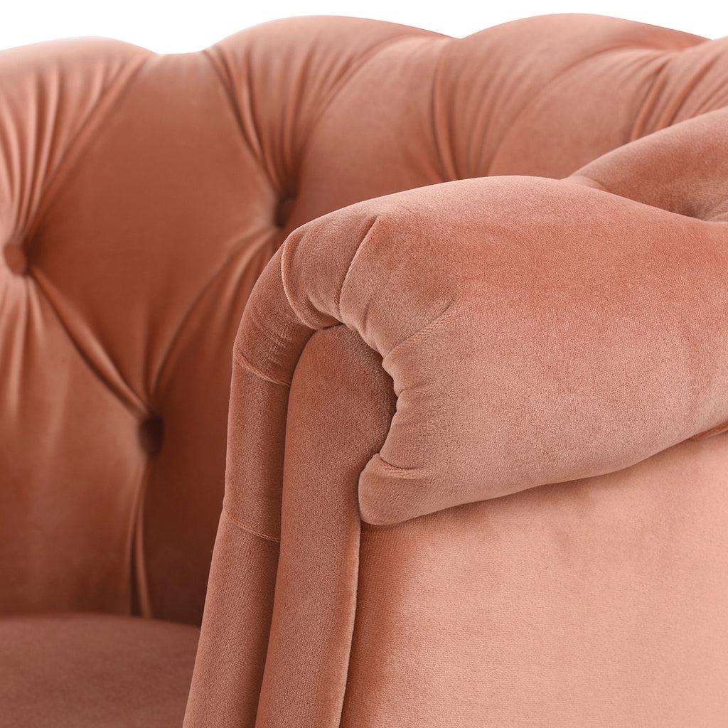 Katherine Tufted Accent Chair, Peach Velvet