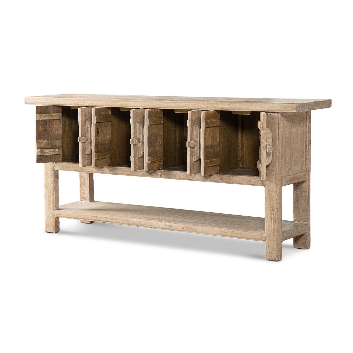 Rowan 78.5" Solid Reclaimed Pine Sideboard with Lower Shelf Heritage Light