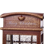 4x4x10"H Christmas Lighted Water Spinning Phone Booth With Santa