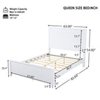 White Queen Size Bed Frame - Solid Wood & MDF