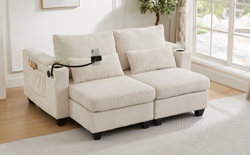 Convertible Chaise Lounge 63" Loveseat Sofa Bed