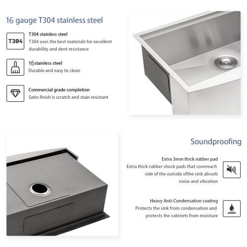 30 Farmhouse Sink Workstation - Stainless Steel Kitchen Sink