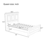 Traditional Town And Country Style Pinewood Vintage Tall Headboard Queen Bed Frame