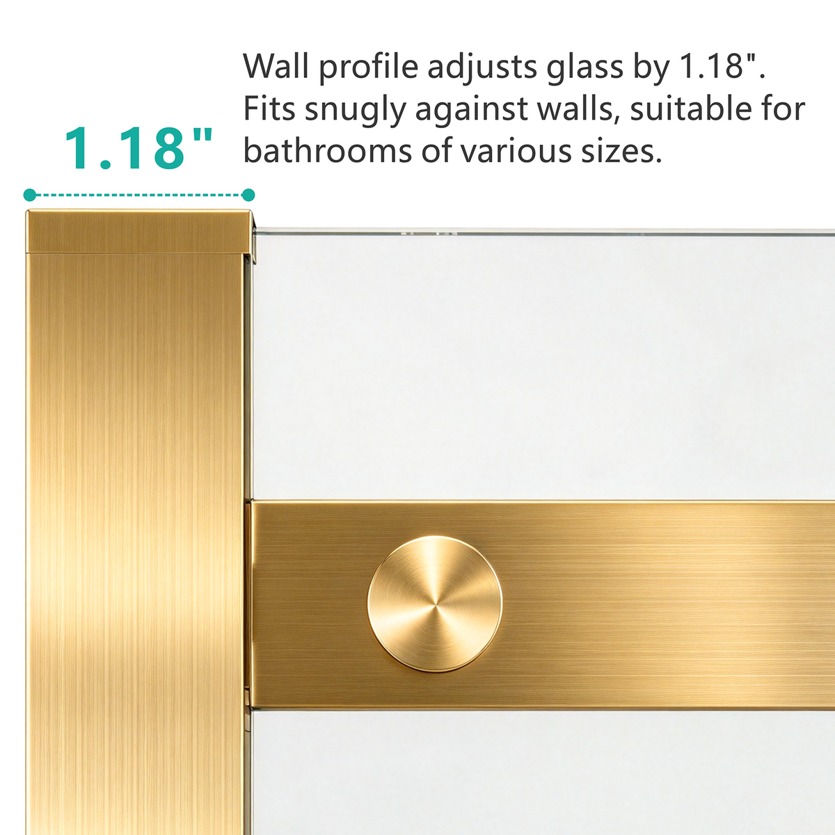 Frameless Sliding Shower Door, 56-60 Inch, 8mm Tempered Glass, Brushed Gold