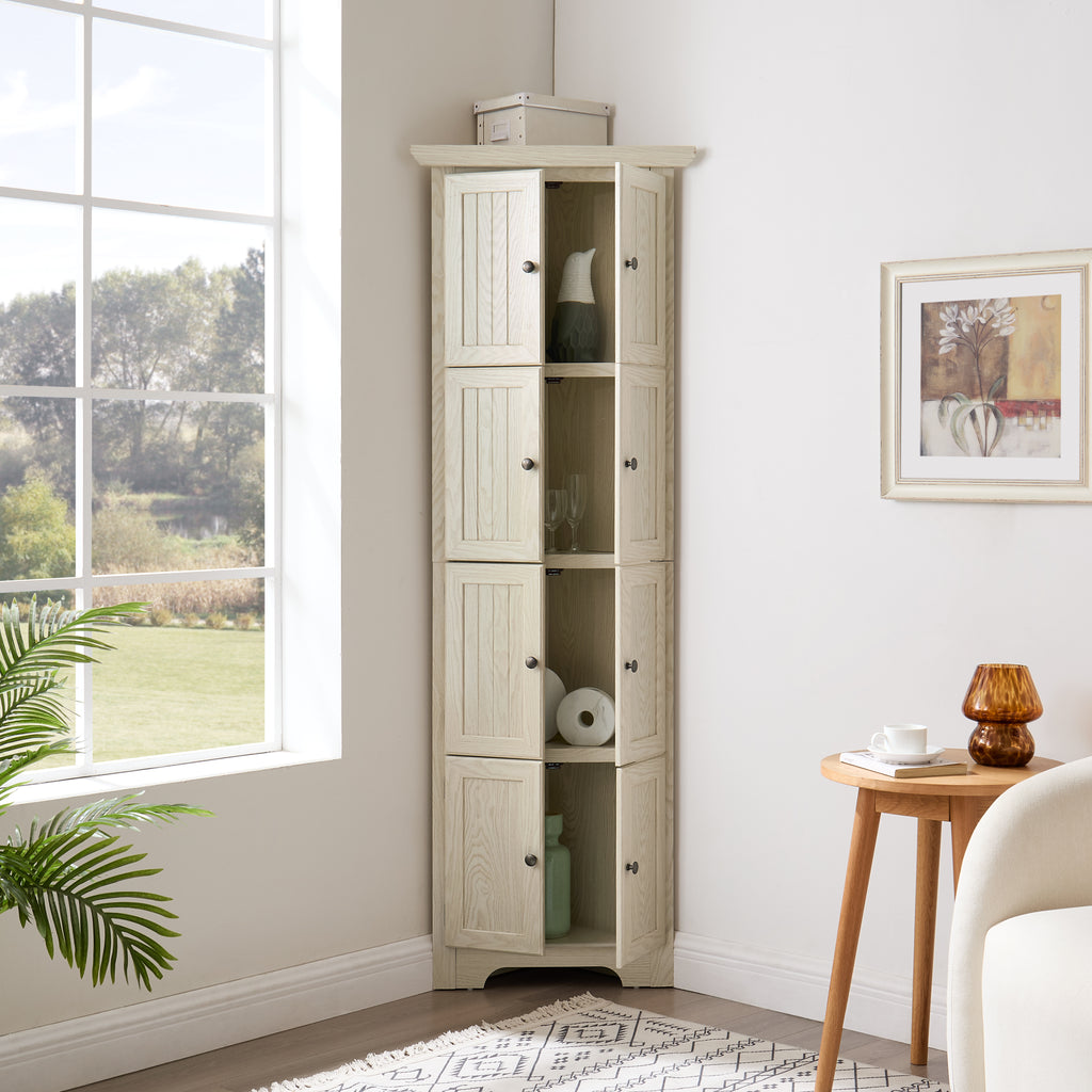4-Tier 72" Corner Kitchen Pantry Storage Cabinet with 8 Doors