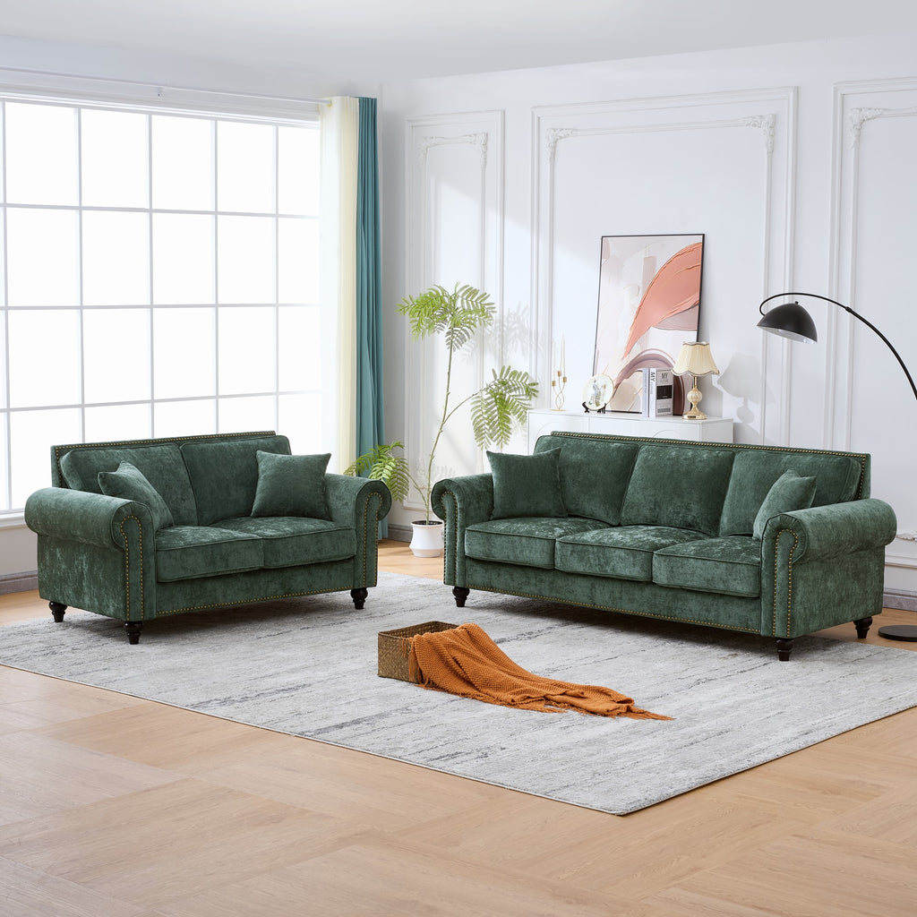 86" Modern 3-Seater Sofa with Rolled Arms