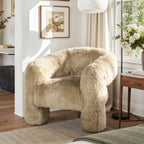 Avalon 35" Genuine Sheepskin Fur Split Barrel Back Accent Chair