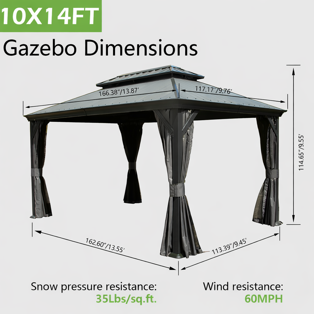 10'x14' Hardtop Gazebo with Resin Roof