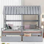 Twin Size House Platform Beds with Storage Drawers