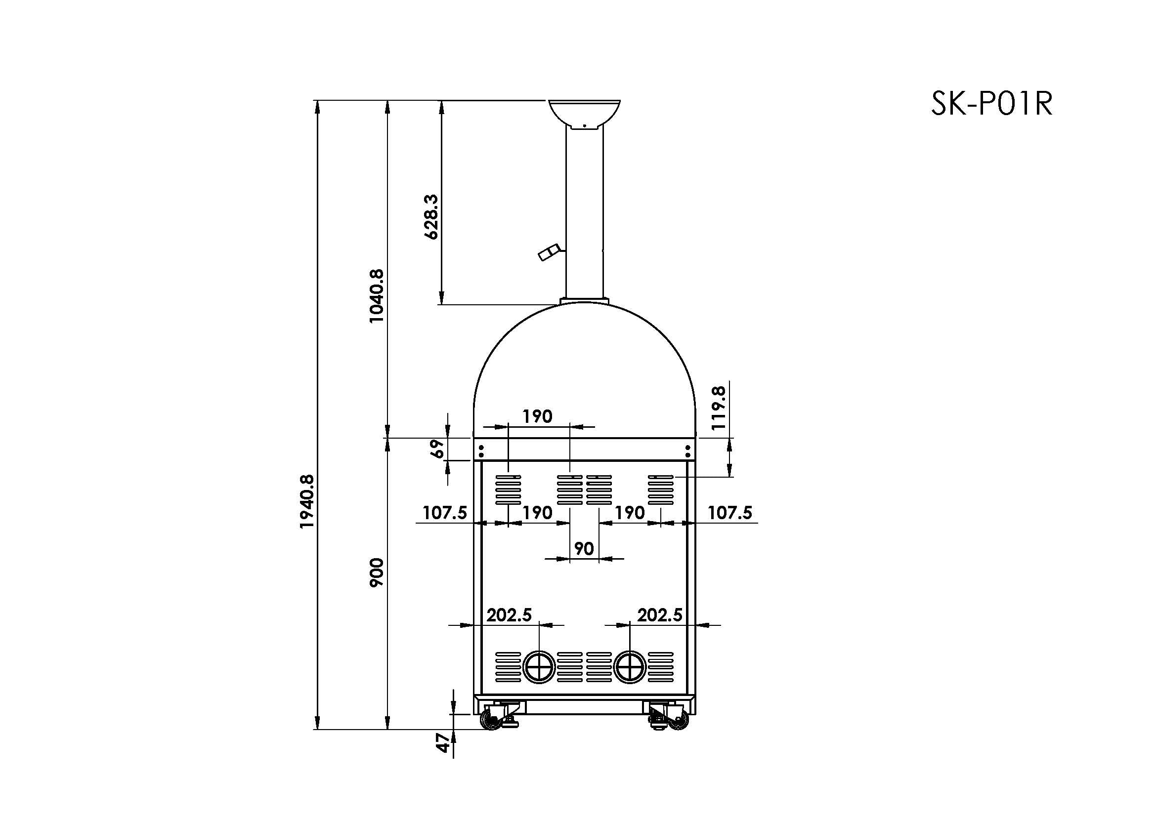 Stainless Steel Gas Pizza Oven 35000 BTU for 16 Inch Pizza