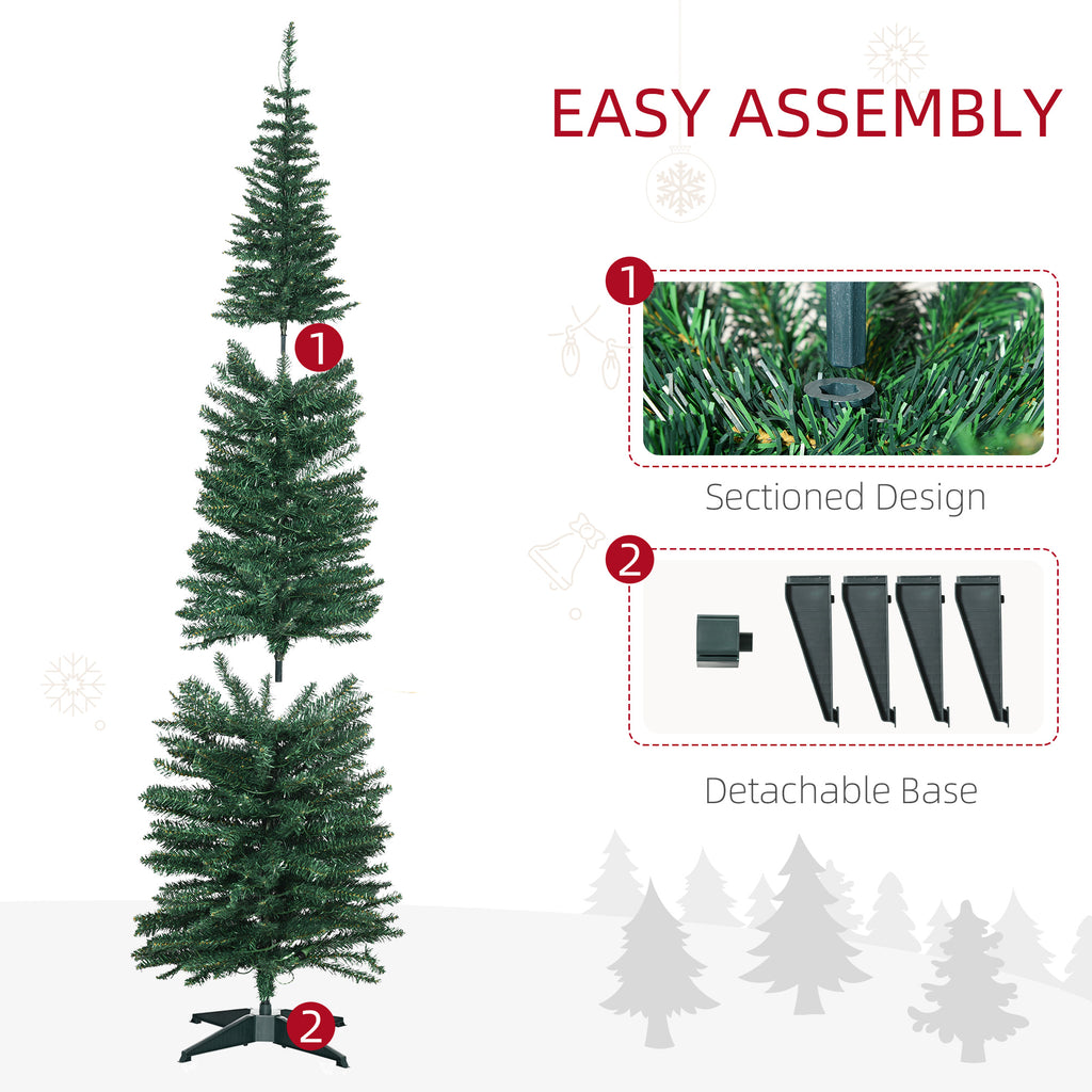 HOMCOM 7-Foot Slim Noble Fir Pre-Lit Artificial Christmas Tree, 200 Warm White Lights