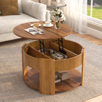 Vibe Haus Farmhouse Round Lift Top Coffee Table