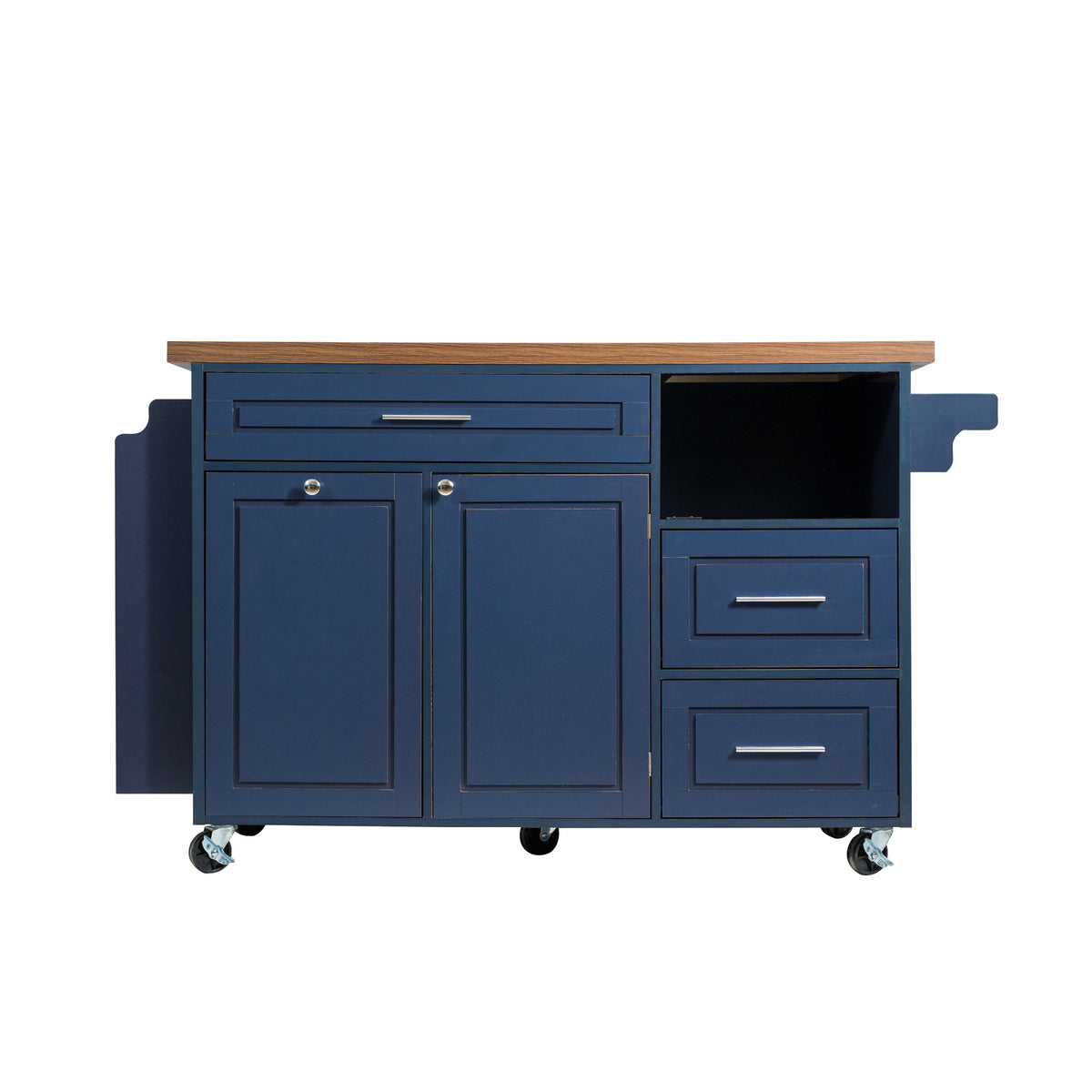 51.54" Rolling Kitchen Island Cart with Drop-Leaf