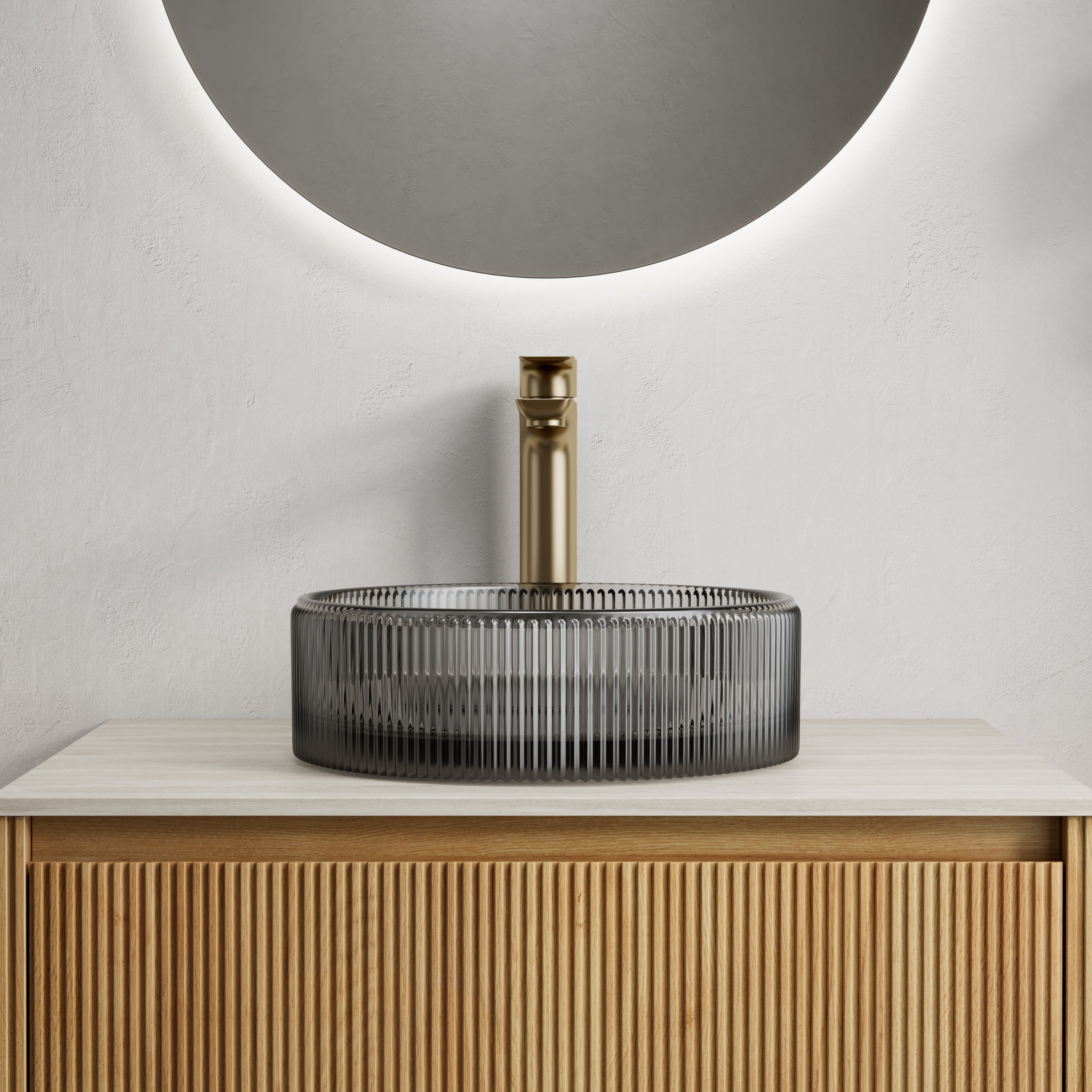 Sonny 14'' Bathroom Round Crystal Glass Sink