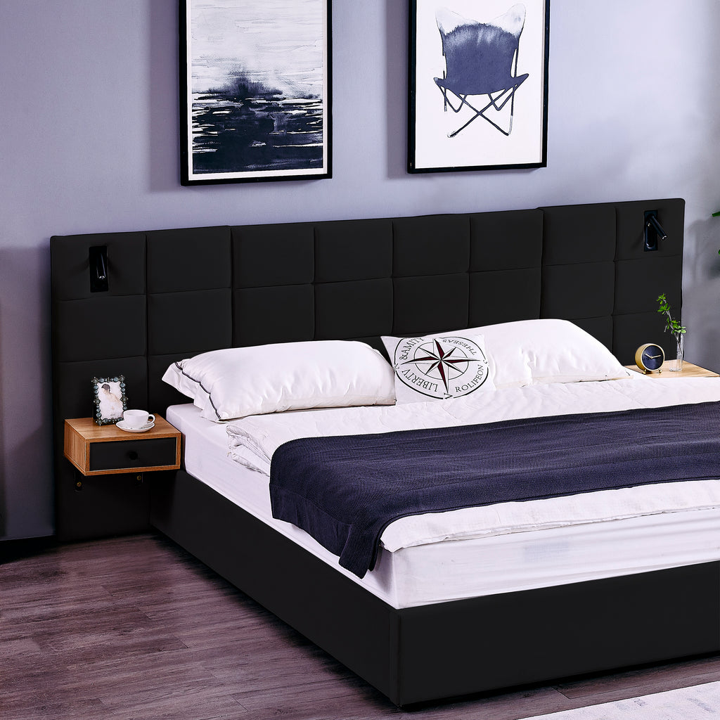 King Size Storage Velvet Upholstered Hydraulic Platform Bed