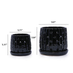 Handmade Ceramic Flower Pot with Groove Pattern