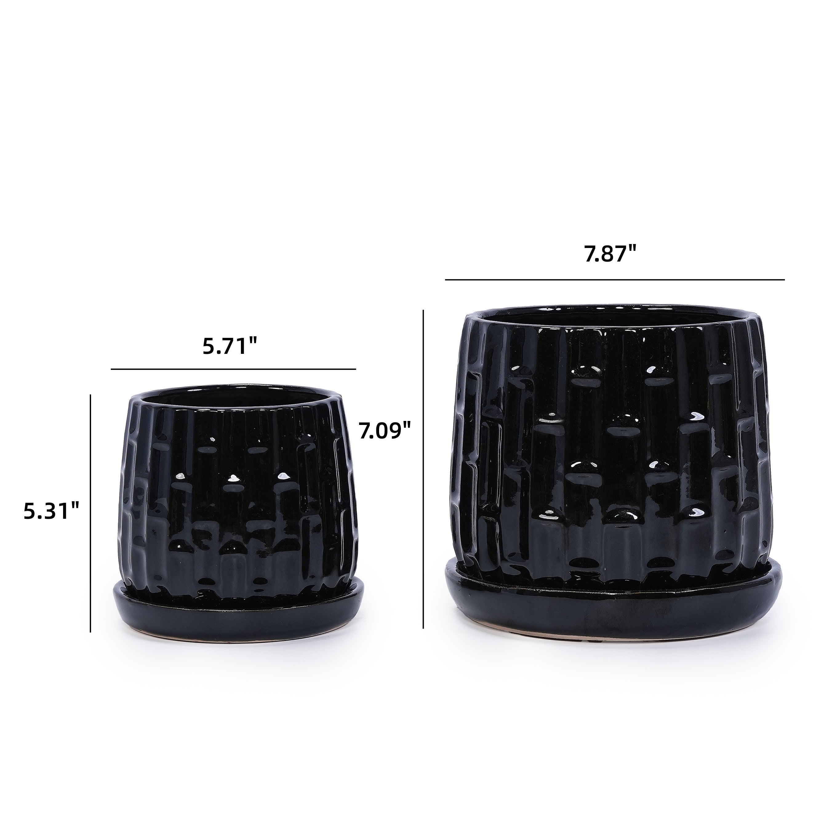 Handmade Ceramic Flower Pot with Groove Pattern