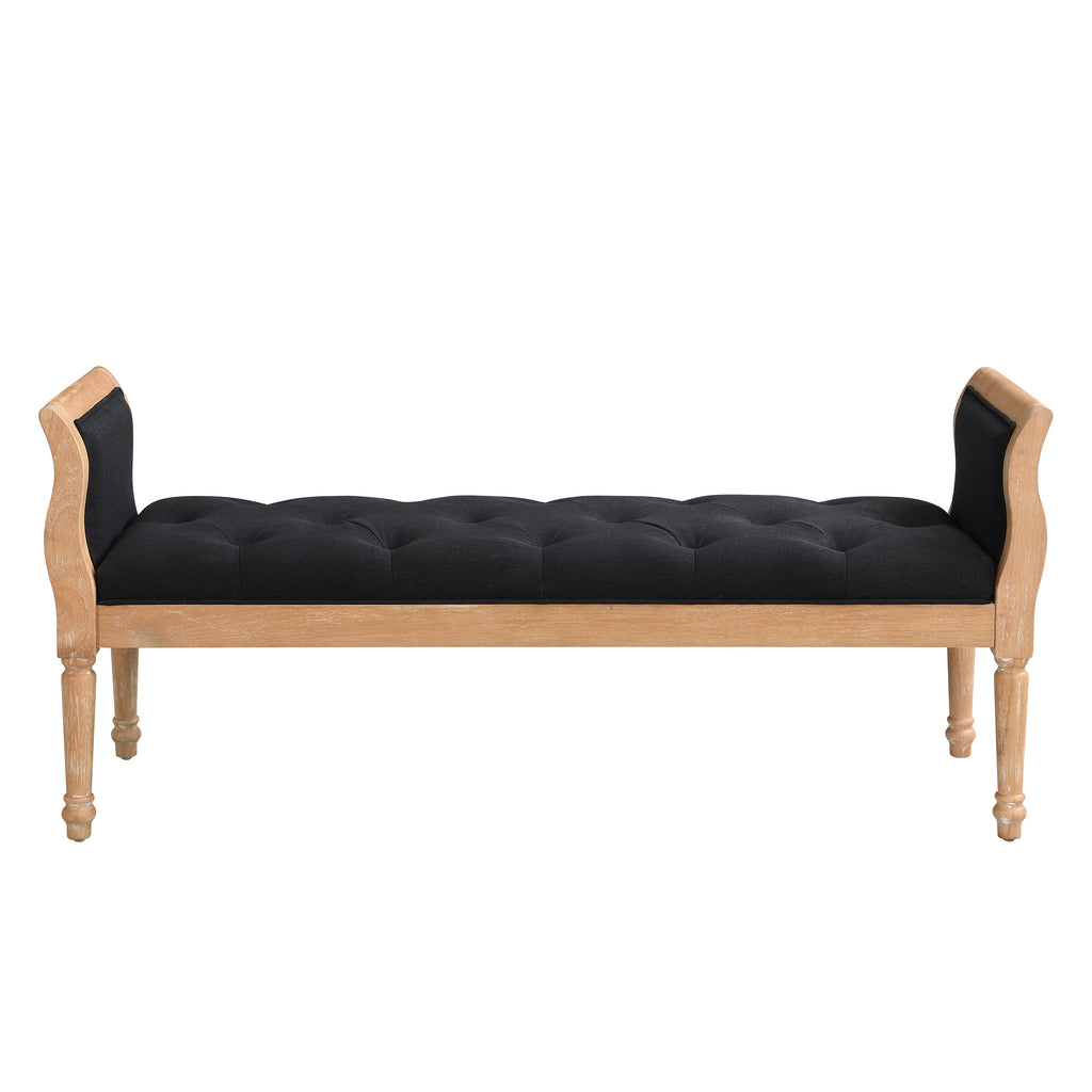 Modern Upholstered Bench with Curved Arms