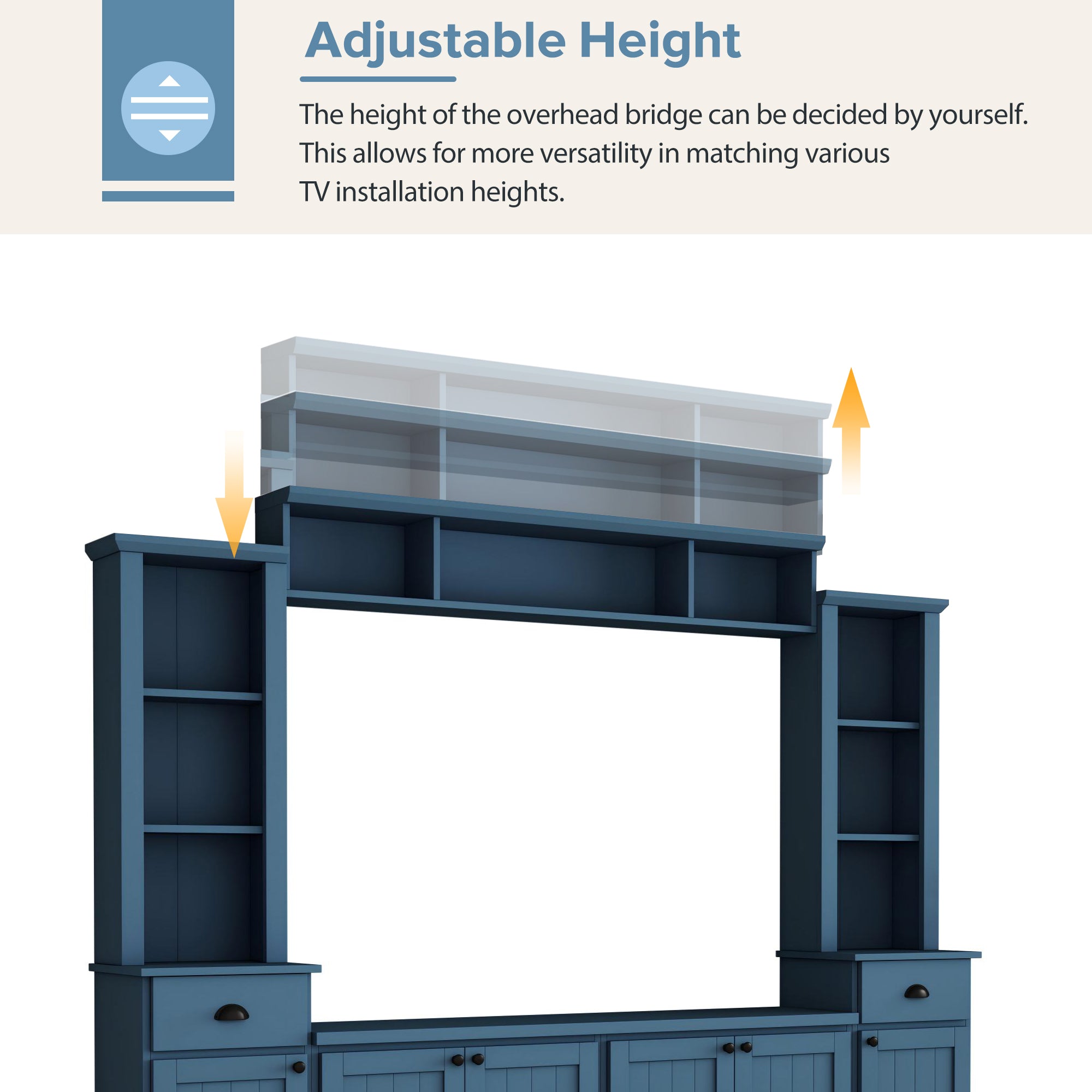 Minimalist Entertainment Wall Unit with Bridge for TVs Up to 75''