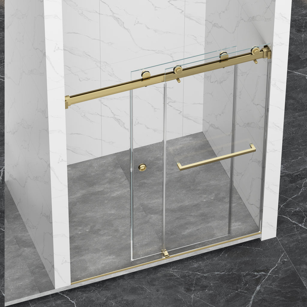 Frameless Shower Door with Double Sliding Mechanism