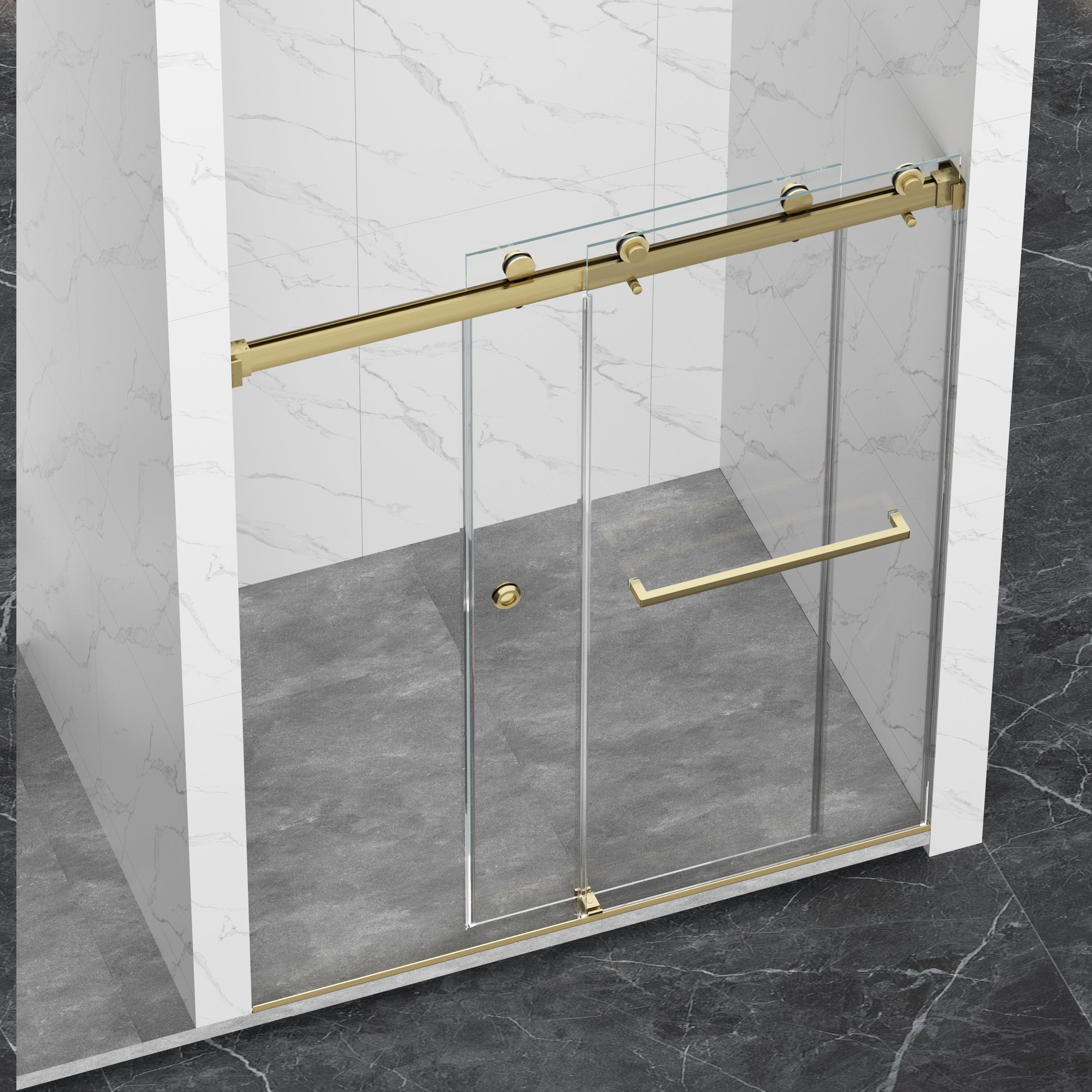 Frameless Shower Door with Double Sliding Mechanism