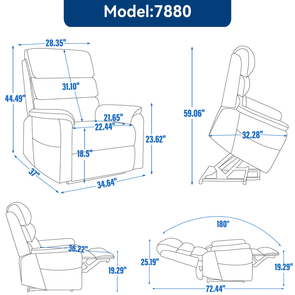 Grey Cat-proof Leather Dual Motor Power Lift Recliner Chair