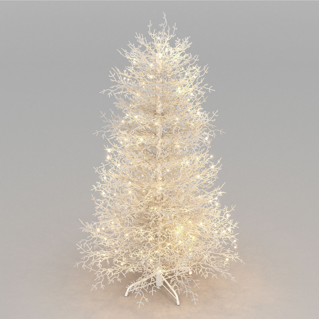 6-Foot Pre-Lit Aspen Fir Artificial Christmas Tree, White, 420 Warm Lights