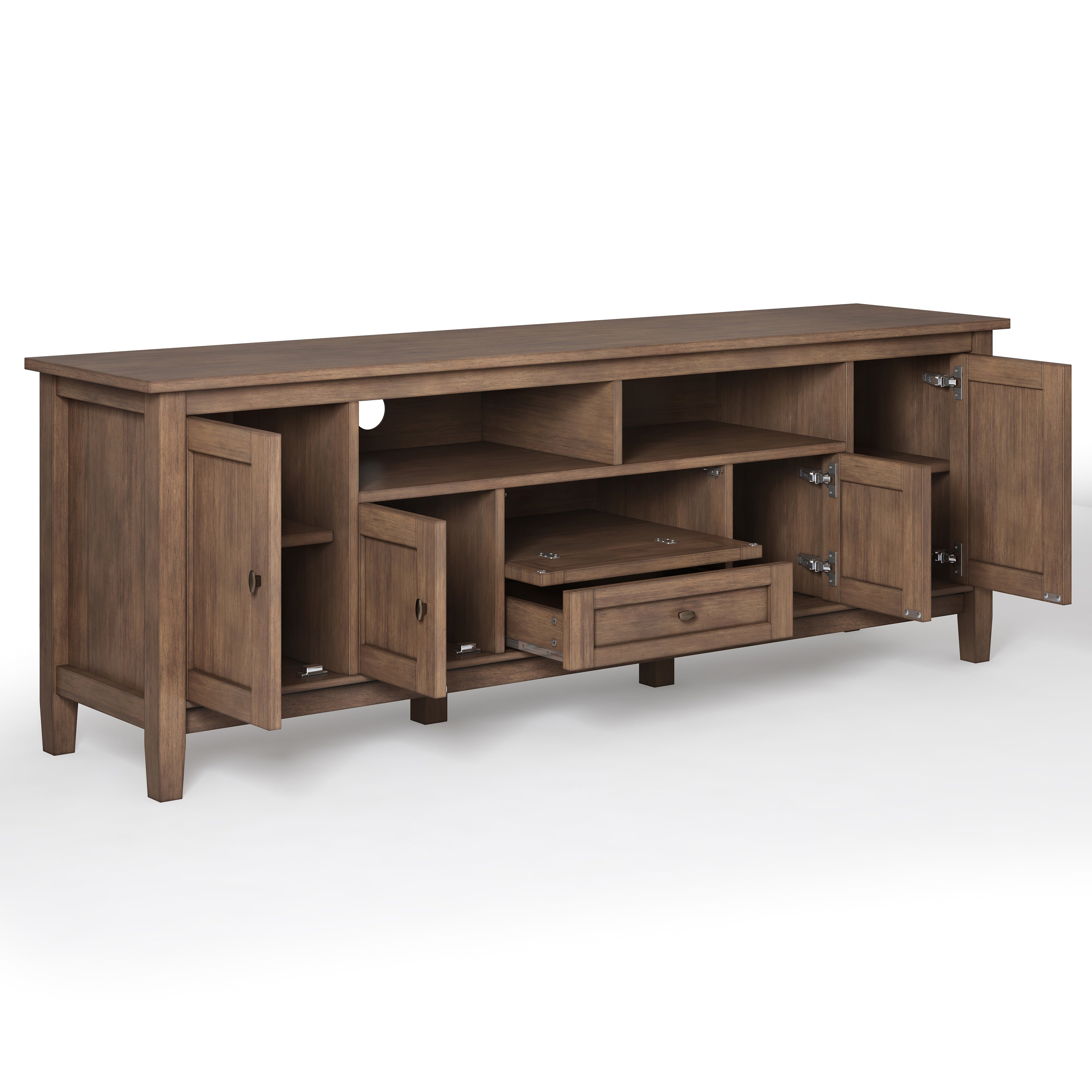 Warm Shaker 72 Inch Wide Solid Wood TV Stand in Rustic