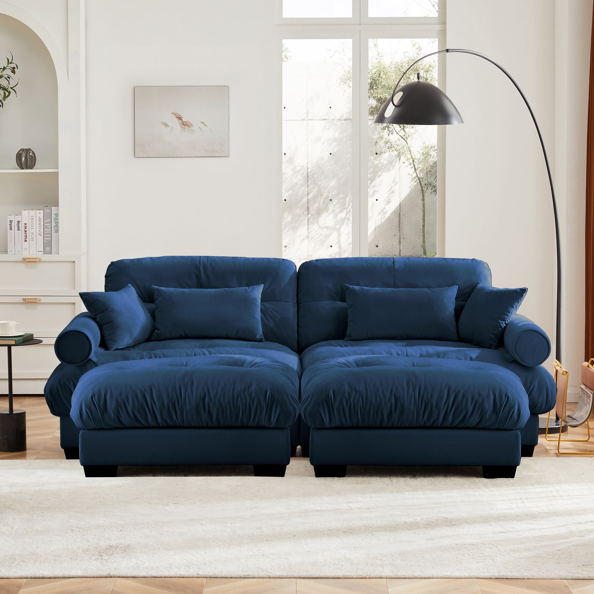 Over Size Modern Two-Seater Sofa with Ottoman
